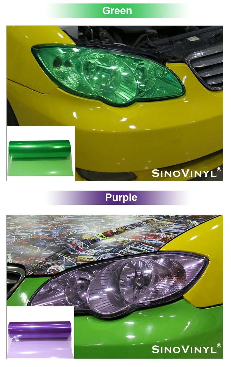 SINOVINYL 1~3 Years Durability Removable Self Adhesive Matte Transparent Color Auto Sticker Vinyl Wrap Car Headlight Tint Foil