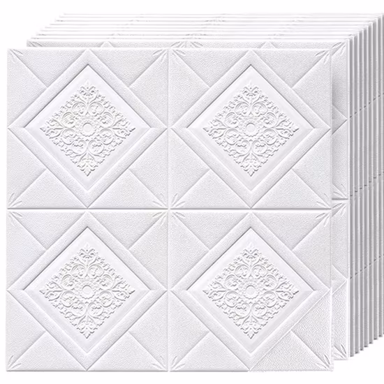 Adesivo de parede 3D de grão de pedra retangular faça você mesmo da Amazon para cozinha